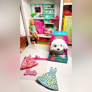 Cute Walking Pet Barking Dog and set of Barbie Xmas Gift For Kids
